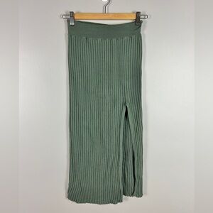 WILFRED Zeta Midi Skirt Green Size XS Ribbed Stretch High‎ Slit Summer Spring